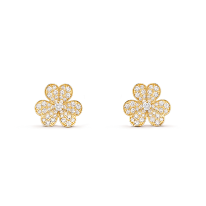[⭐Maelin]FRIVOLE GOLD FLOWER DIAMOND EARRINGS