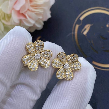 [⭐Maelin]FRIVOLE GOLD FLOWER DIAMOND EARRINGS