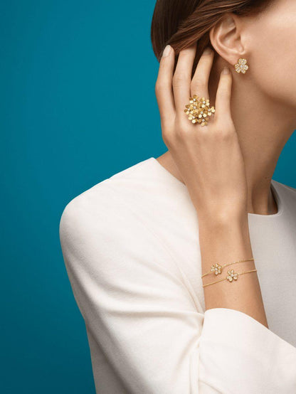 [⭐Maelin]FRIVOLE GOLD FLOWER DIAMOND EARRINGS