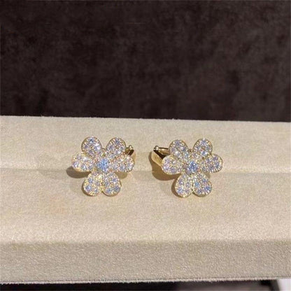[⭐Maelin]FRIVOLE GOLD FLOWER DIAMOND EARRINGS