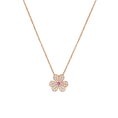 [⭐Maelin]FRIVOLE ROSE GOLD FLOWER DIAMOND NECKLACE