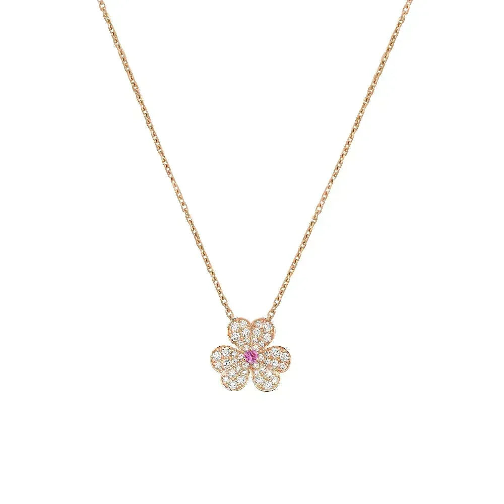 [⭐Maelin]FRIVOLE ROSE GOLD FLOWER DIAMOND NECKLACE