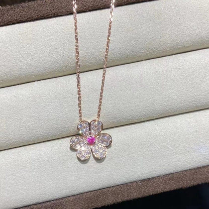 [⭐Maelin]FRIVOLE ROSE GOLD FLOWER DIAMOND NECKLACE