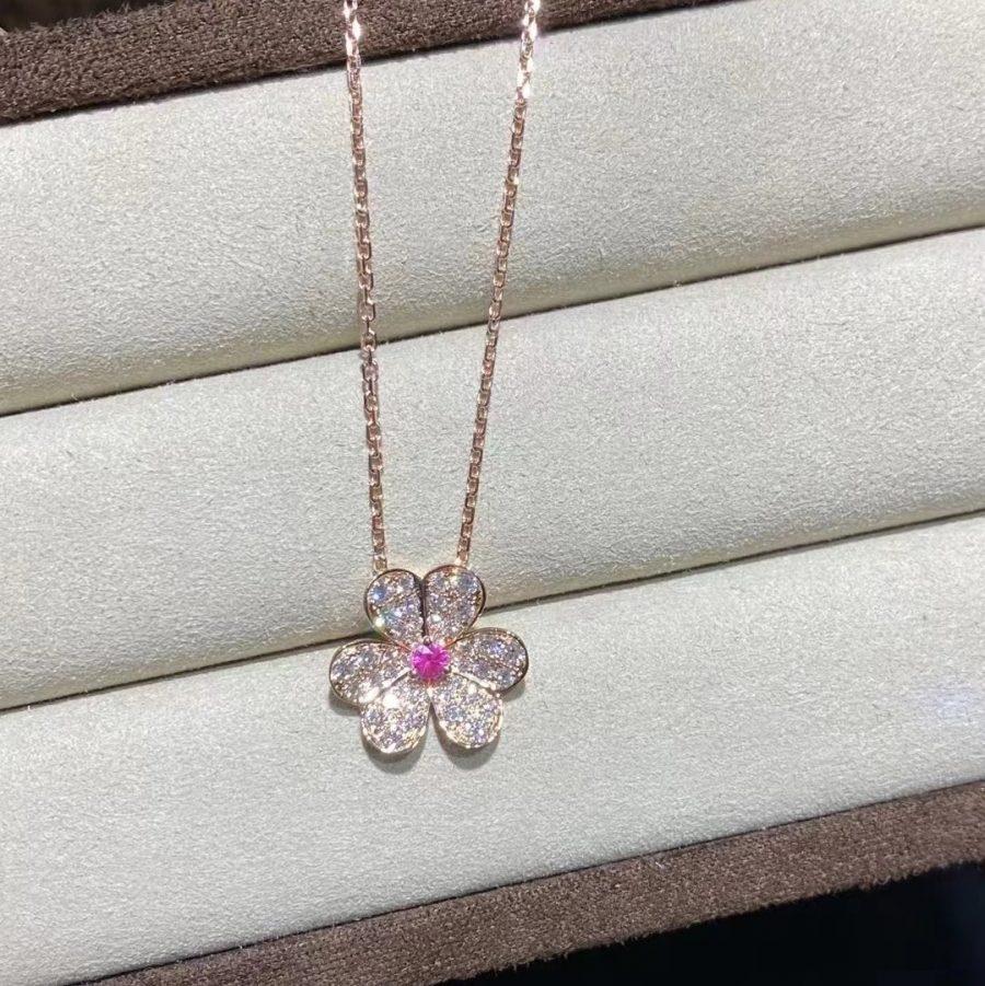 [⭐Maelin]FRIVOLE ROSE GOLD FLOWER DIAMOND NECKLACE