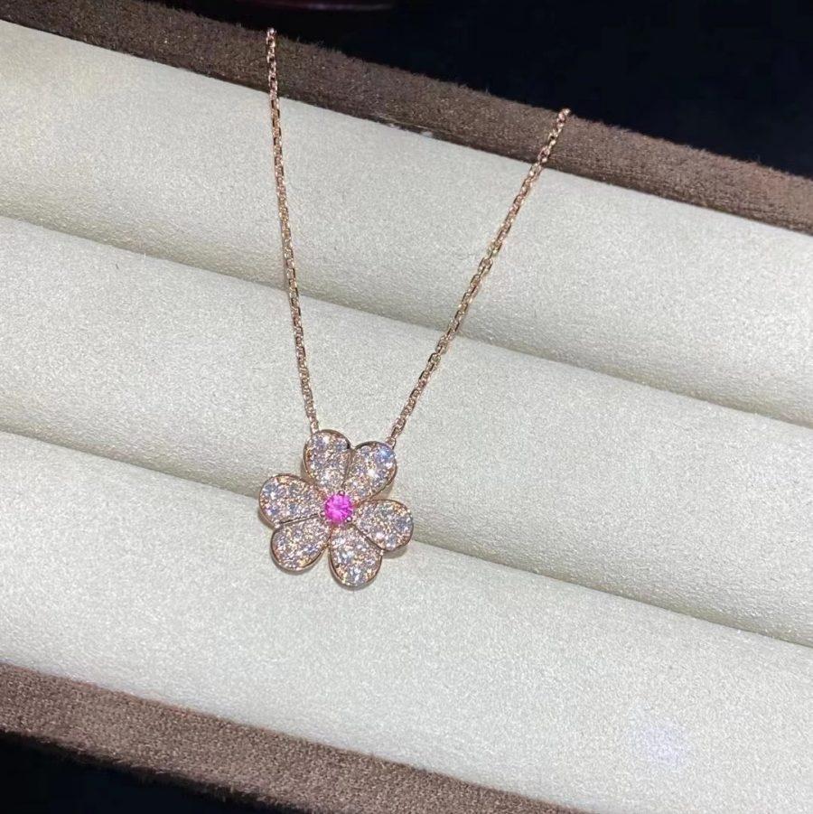 [⭐Maelin]FRIVOLE ROSE GOLD FLOWER DIAMOND NECKLACE