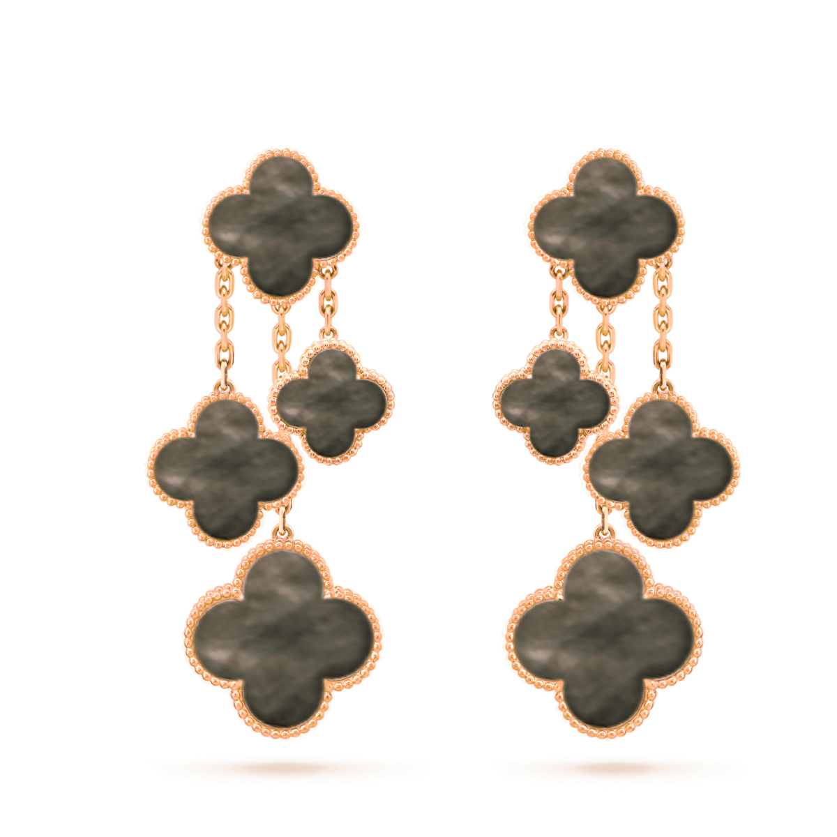 [⭐Maelin]CLOVER EARRINGS DARK MOP 4 MOTIFS ROSE GOLD
