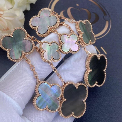 [⭐Maelin]CLOVER EARRINGS DARK MOP 4 MOTIFS ROSE GOLD