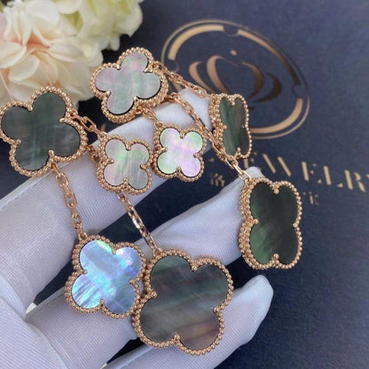 [⭐Maelin]CLOVER EARRINGS DARK MOP 4 MOTIFS ROSE GOLD