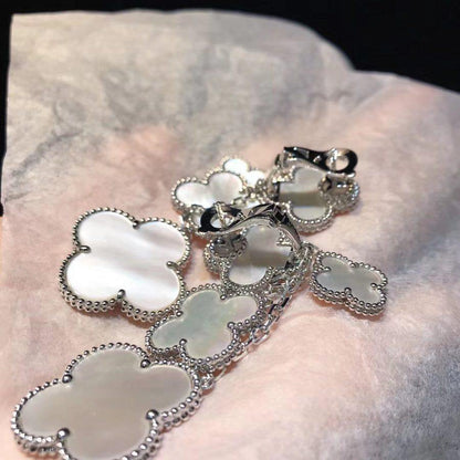 [⭐Maelin]CLOVER EARRINGS WHITE MOP 4 MOTIFS SILVER