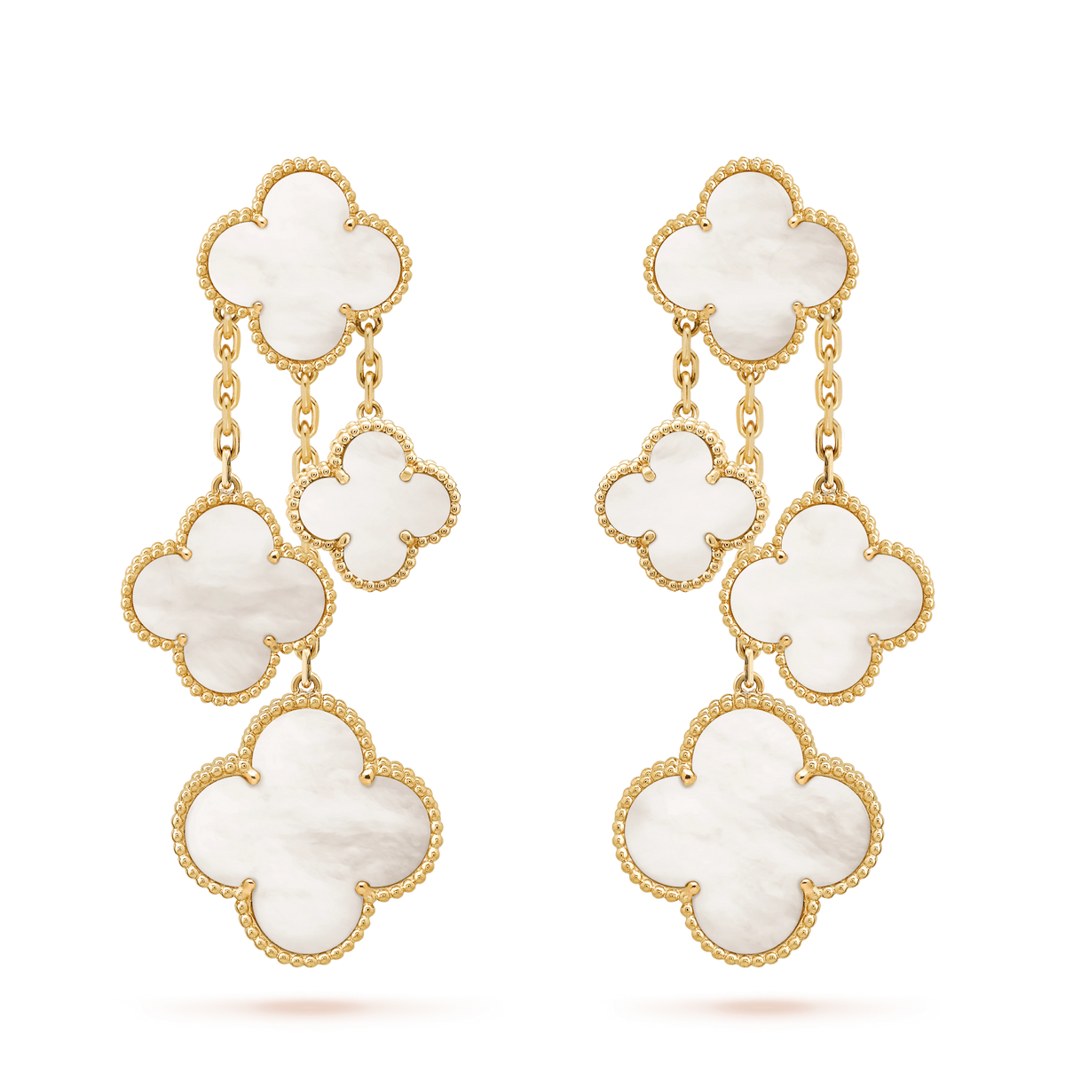 [⭐Maelin]CLOVER EARRINGS WHITE MOP 4 MOTIFS GOLD