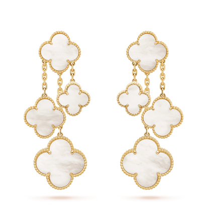 [⭐Maelin]CLOVER EARRINGS WHITE MOP 4 MOTIFS GOLD