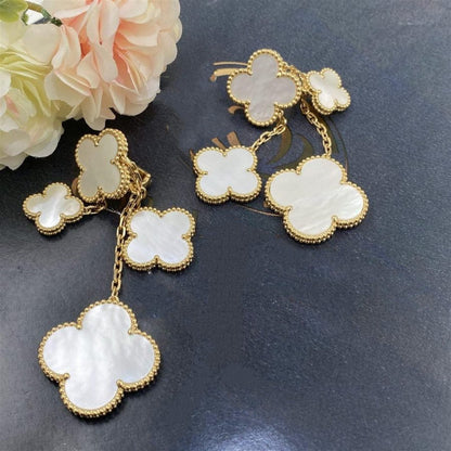 [⭐Maelin]CLOVER EARRINGS WHITE MOP 4 MOTIFS GOLD