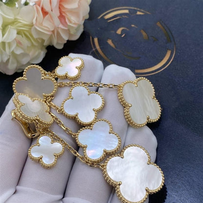 [⭐Maelin]CLOVER EARRINGS WHITE MOP 4 MOTIFS GOLD