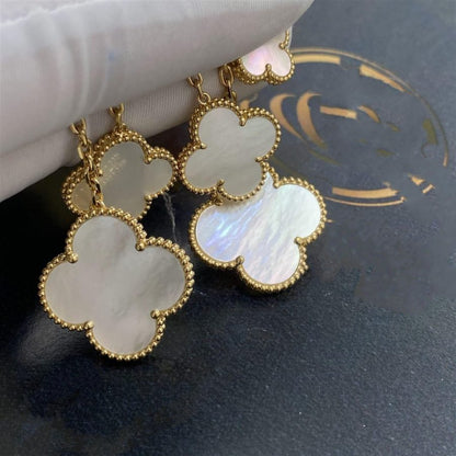 [⭐Maelin]CLOVER EARRINGS WHITE MOP 4 MOTIFS GOLD