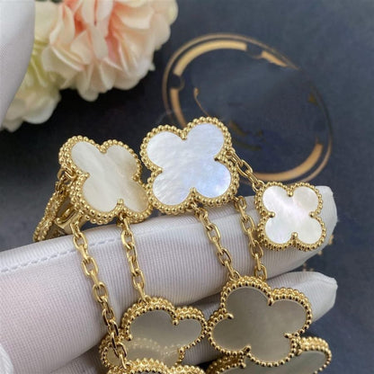 [⭐Maelin]CLOVER EARRINGS WHITE MOP 4 MOTIFS GOLD