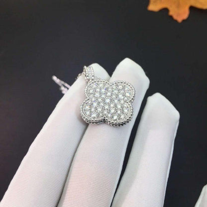 [⭐Maelin]CLOVER 25MM SILVER FULL DIAMOND BIG CLOVER NECKLACE