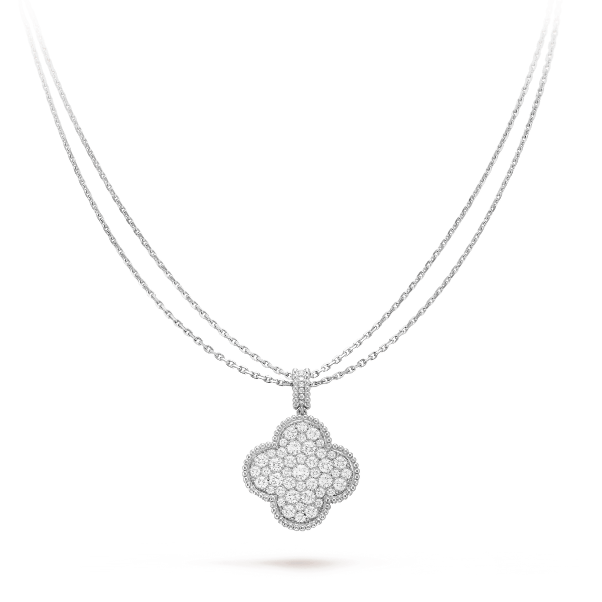 [⭐Maelin]CLOVER 25MM SILVER FULL DIAMOND BIG CLOVER NECKLACE