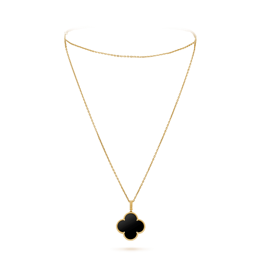 [⭐Maelin]CLOVER 25MM GOLD ONYX BIG CLOVER NECKLACE