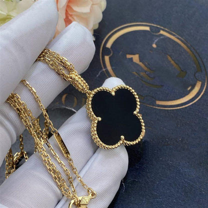 [⭐Maelin]CLOVER 25MM GOLD ONYX BIG CLOVER NECKLACE