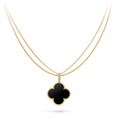[⭐Maelin]CLOVER 25MM GOLD ONYX BIG CLOVER NECKLACE
