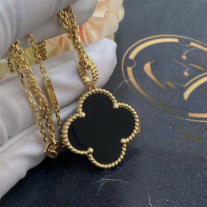 [⭐Maelin]CLOVER 25MM GOLD ONYX BIG CLOVER NECKLACE