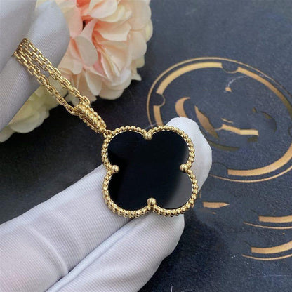 [⭐Maelin]CLOVER 25MM GOLD ONYX BIG CLOVER NECKLACE