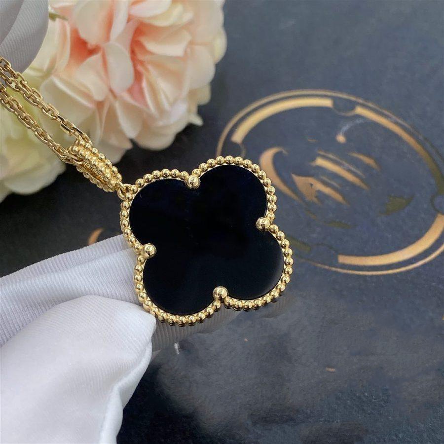 [⭐Maelin]CLOVER 25MM GOLD ONYX BIG CLOVER NECKLACE