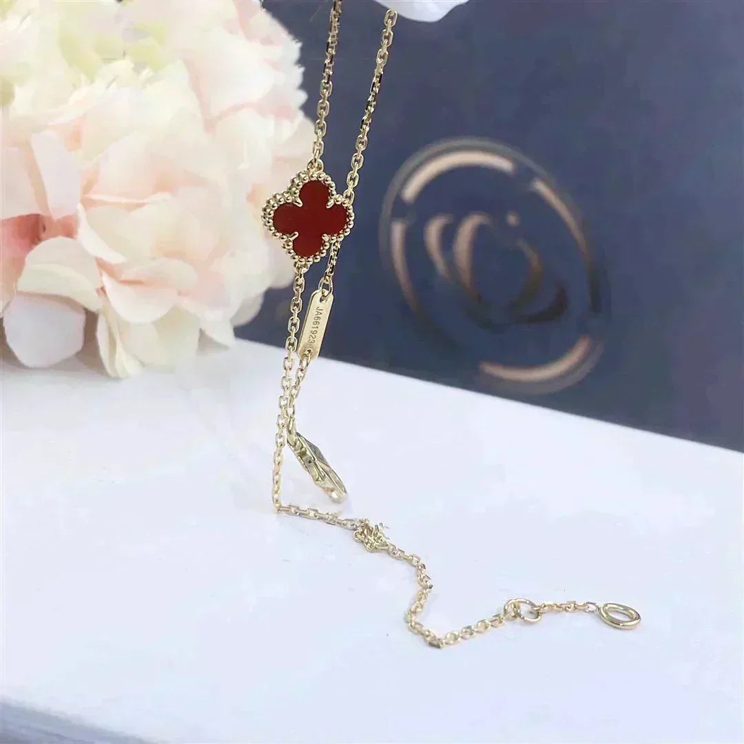 [⭐Maelin]CLOVER  CARNELIAN SINGLE FLOWER BRACELET