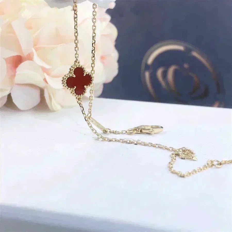 [⭐Maelin]CLOVER  CARNELIAN SINGLE FLOWER BRACELET