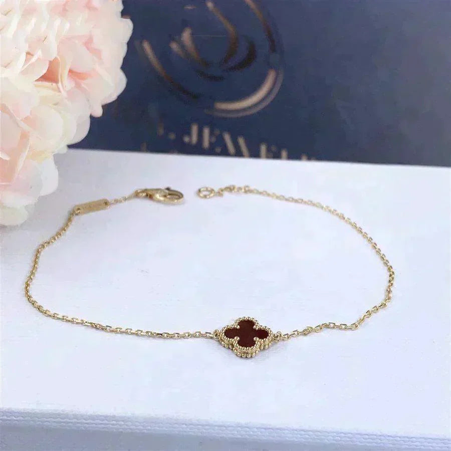 [⭐Maelin]CLOVER  CARNELIAN SINGLE FLOWER BRACELET