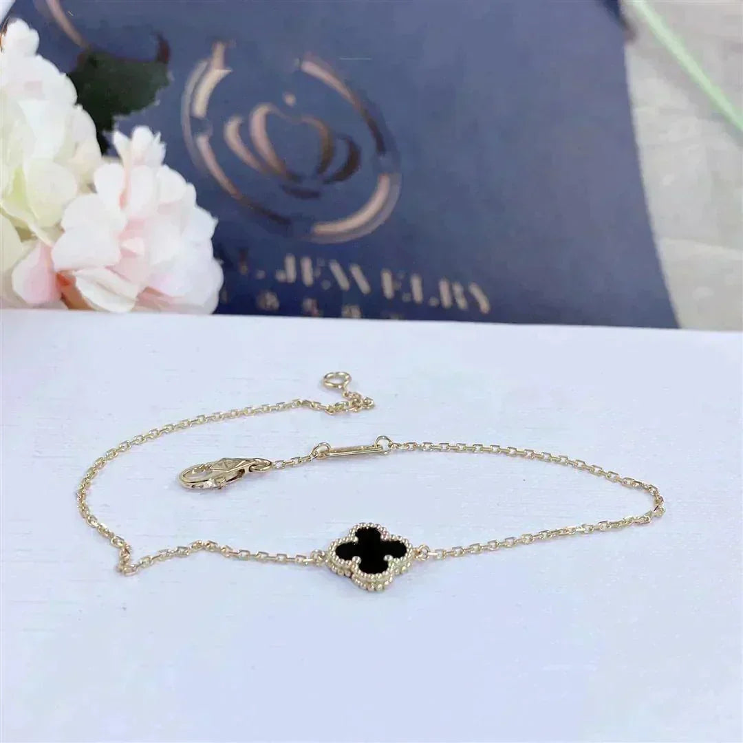 [⭐Maelin]CLOVER ONYX SINGLE FLOWER BRACELET