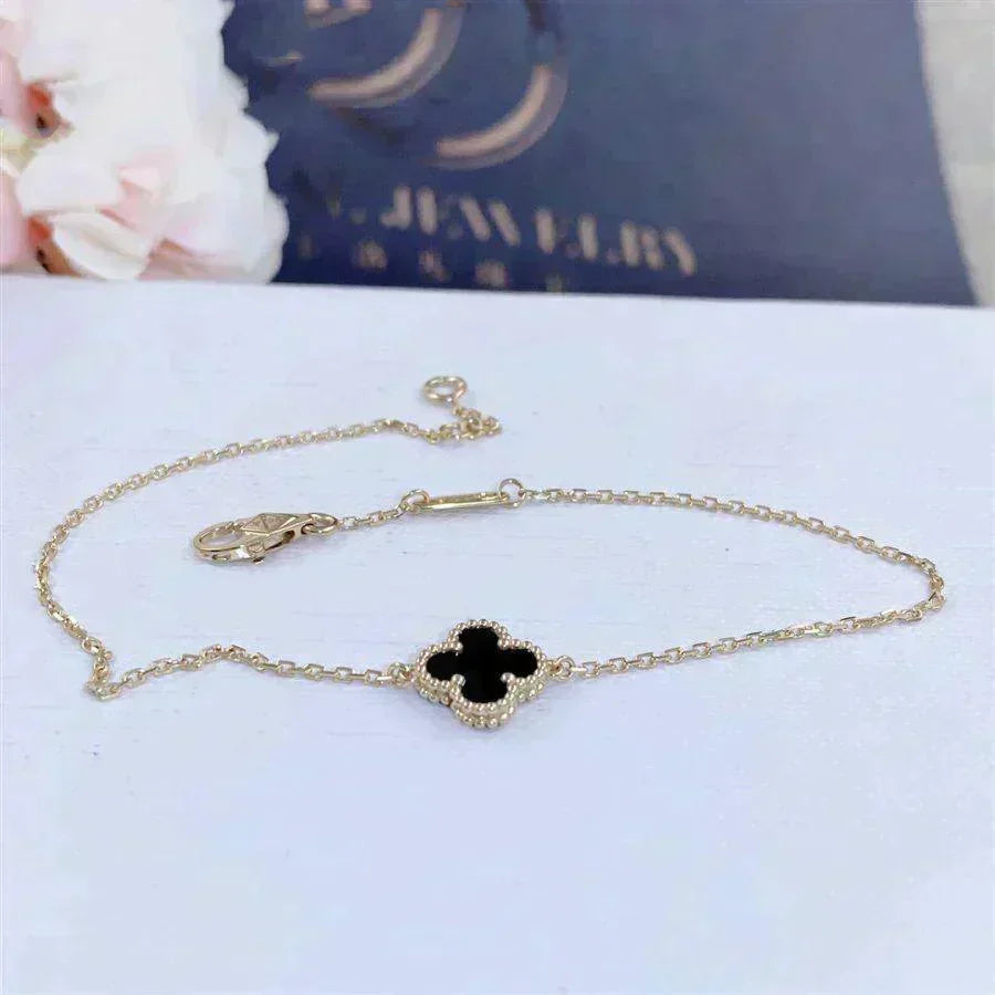 [⭐Maelin]CLOVER ONYX SINGLE FLOWER BRACELET