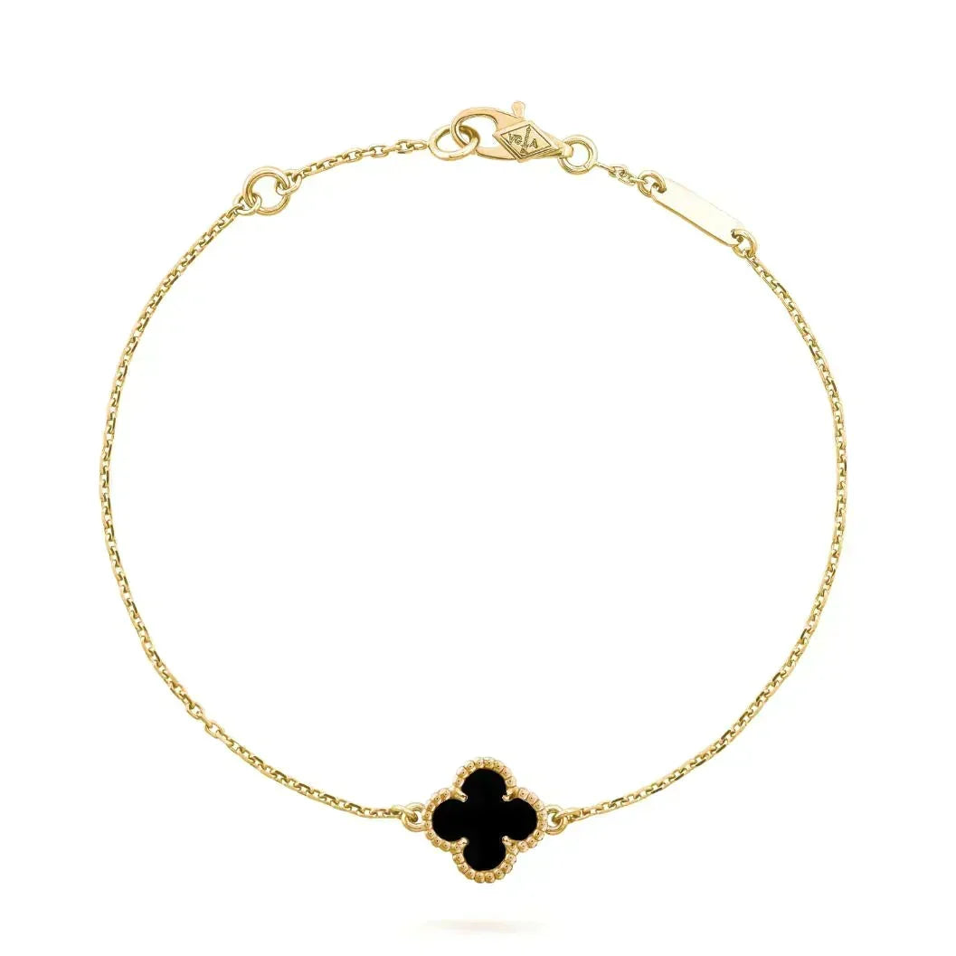 [⭐Maelin]CLOVER ONYX SINGLE FLOWER BRACELET