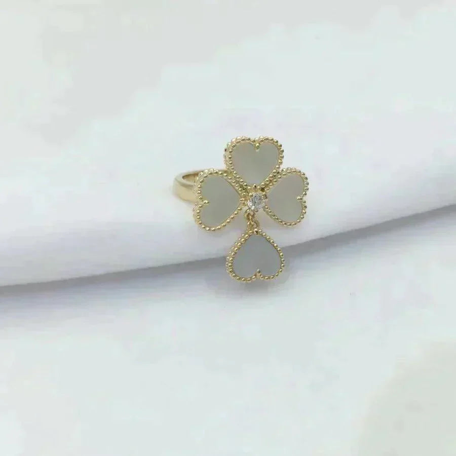 [⭐Maelin]SWEET CLOVER WHITE MOP RING