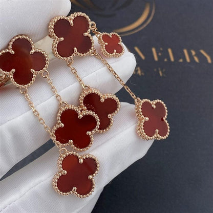 [⭐Maelin]CLOVER EARRINGS CARNELIAN 4 MOTIFS PINK GOLD