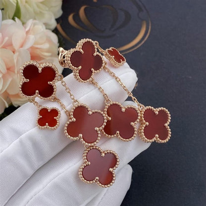 [⭐Maelin]CLOVER EARRINGS CARNELIAN 4 MOTIFS PINK GOLD