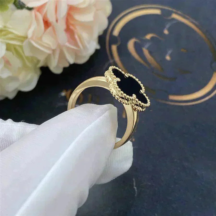 [⭐Maelin]CLOVER ONYX RING
