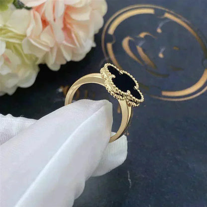 [⭐Maelin]CLOVER ONYX RING