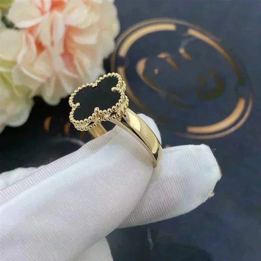 [⭐Maelin]CLOVER ONYX RING