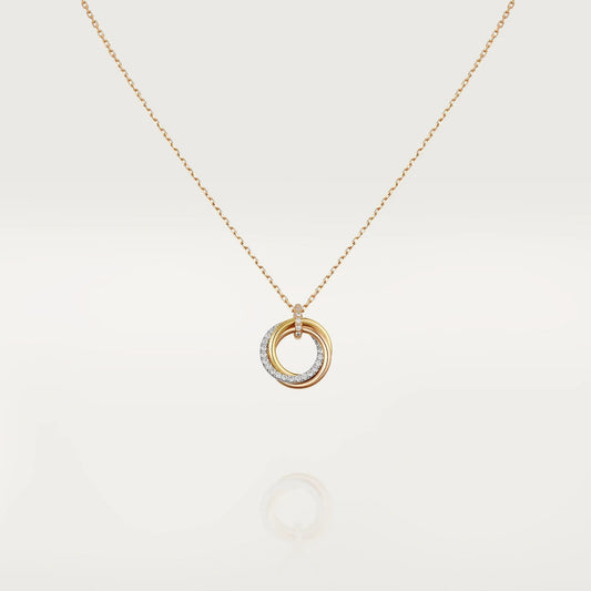 [⭐Maelin]TRINITY NECKLACE SILVER GOLD PINK GOLD DIAMONDS