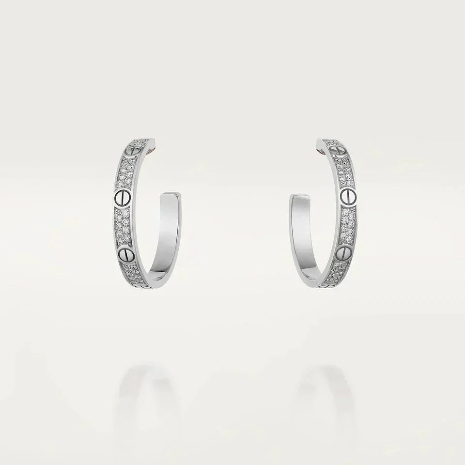 [⭐Maelin]LOVE DIAMOND SILVER HOOP EARRINGS
