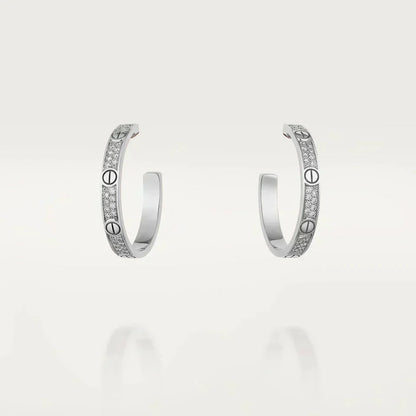 [⭐Maelin]LOVE DIAMOND SILVER HOOP EARRINGS