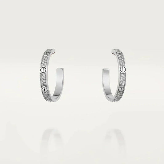 [⭐Maelin]LOVE DIAMOND SILVER HOOP EARRINGS