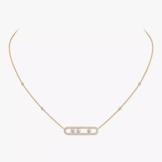[⭐Maelin] Move Pave_ Rose Gold Diamond Necklace