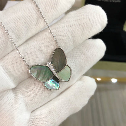 [⭐Maelin]LARGE BUTTERFLY SILVER PENDANT DIAMOND NECKLACE