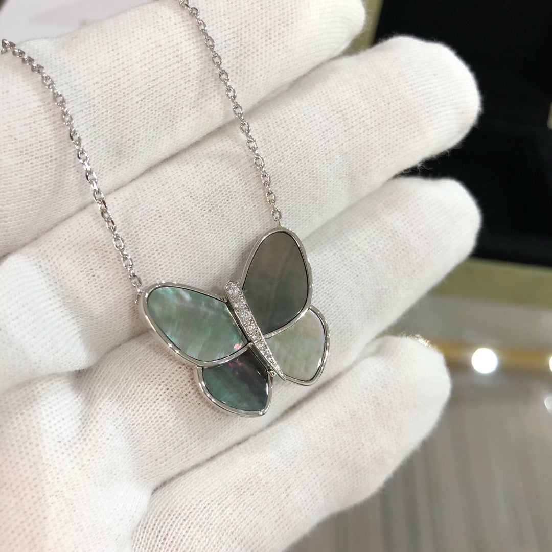 [⭐Maelin]LARGE BUTTERFLY SILVER PENDANT DIAMOND NECKLACE