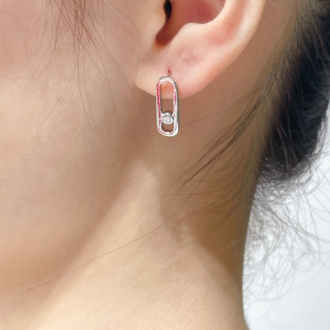 [⭐Maelin]MOVE UNO SMALL 1 DIAMOND EARRINGS