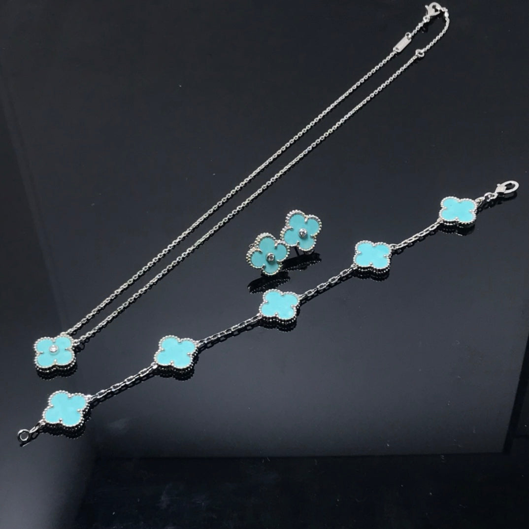[⭐Maelin]CLOVER 1 DIAMOND BLUE SKY SILVER EARRINGS