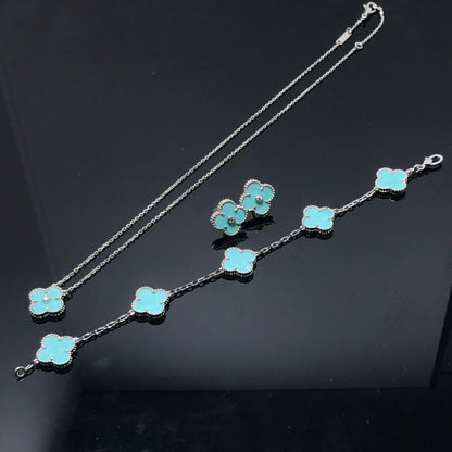 [⭐Maelin]CLOVER 1 DIAMOND BLUE SKY SILVER EARRINGS