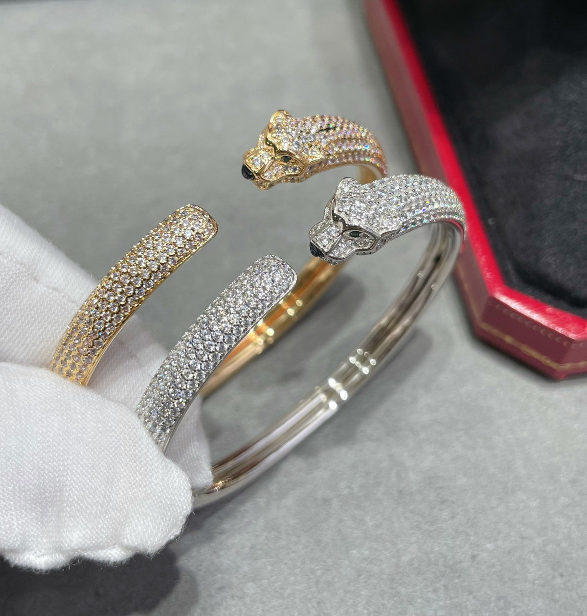 [⭐Maelin]PANTHERE FULL DIAMOND OPEN BRACELET